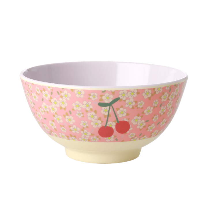 Rice Melamin Schüssel - small Flowers and Cherry Print - Medium