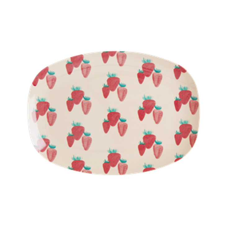 Rice Melamin Platte Strawberry Print - Small