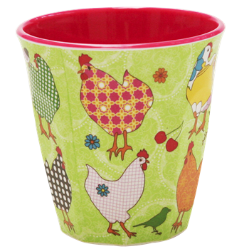 Rice Melamin Becher Hen Print grün