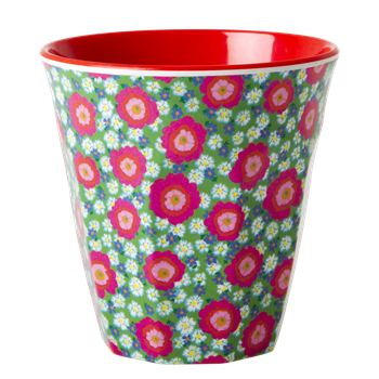 Rice Melamin Becher Peony Print Red Inner