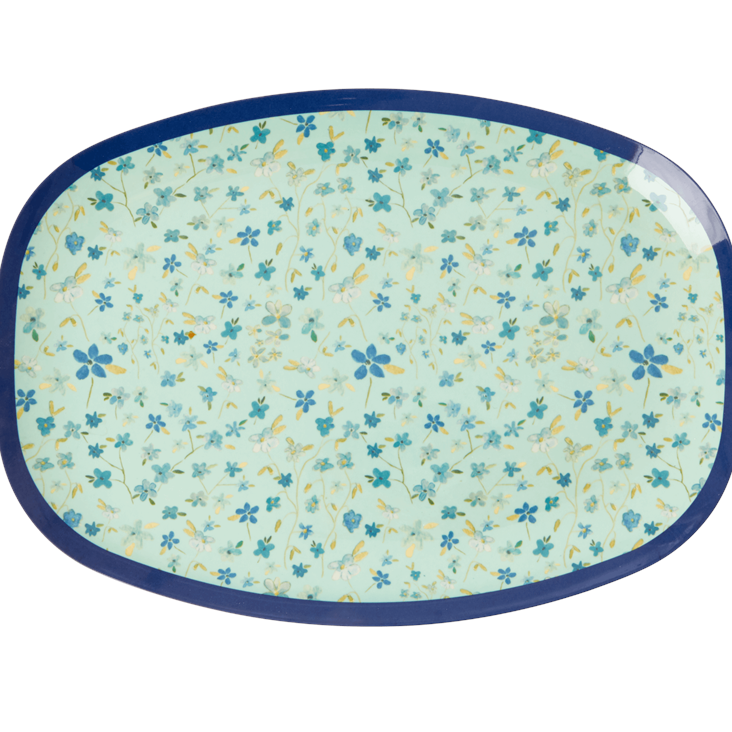 Rice Melamin Platte - Blue Floral Print