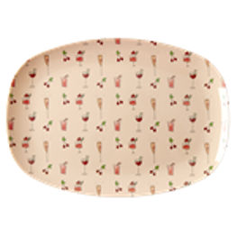 Rice Melamin Platte Cocktail Print