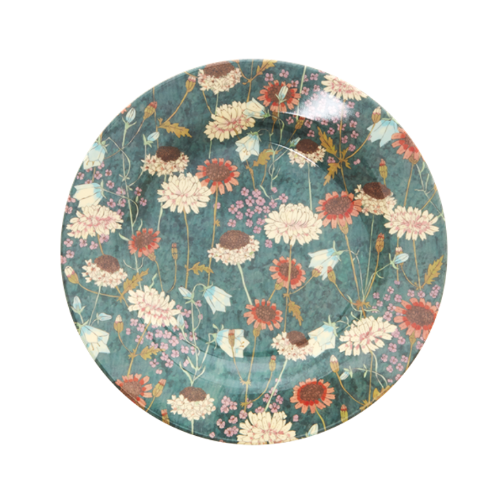 Rice Melamine Dinner Plate Fall Flower Print