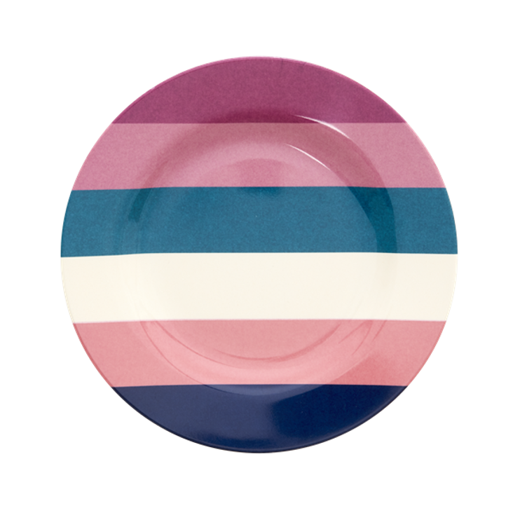 Rice Melamine Dinner Plate Stripe Print