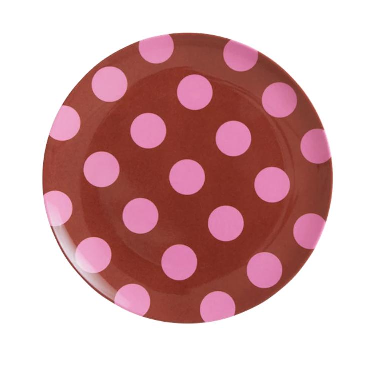 Melamin Teller - Soft Pink Dots Print