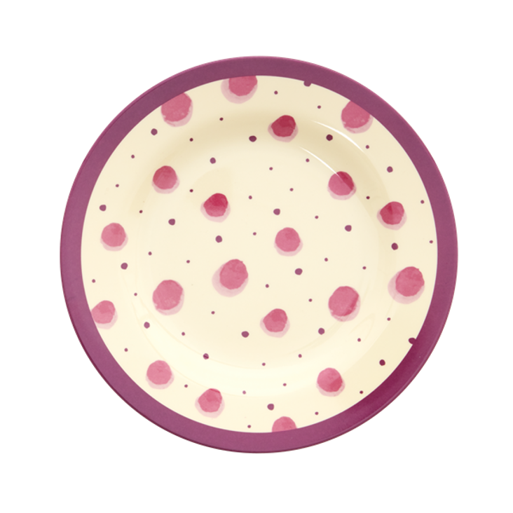 Rice Melamine Dinner Plate Pink Watercolor Splash