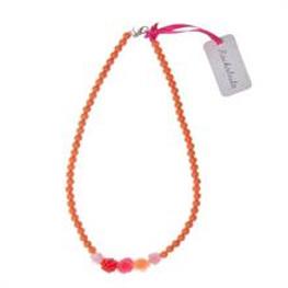 Kinder Halskette neonorange mit Blumen