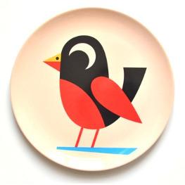 Omm Design Melamin Teller Vogel rot
