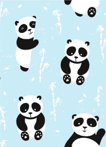 Postkarte Panda Blau
