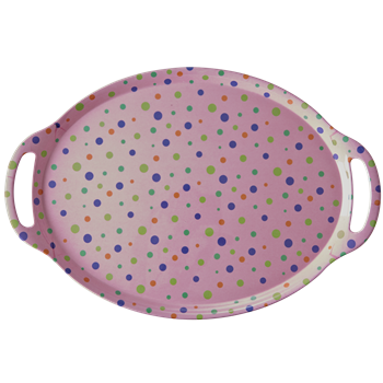 Rice Melamine Oval Tray Pink Dot
