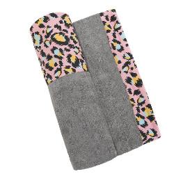 Badetuch Pink Leopard Grau