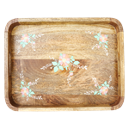 Rice Holztablett mit Blumendruck