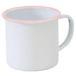 Tasse Emaille klassisch weiss mit Pink