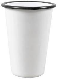 Becher Emaille Weiss mit Schwarzem Rand