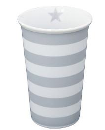 Vase Streifen grau
