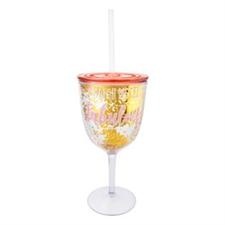 Prosecco Becher mit Strohhalm