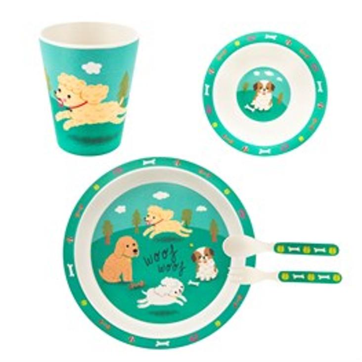 Bambus Kindergeschirr-Set Hunde