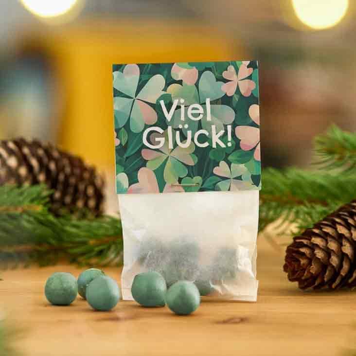 5er Blumenmurmeln - Viel Glück - Glücksklee - 1