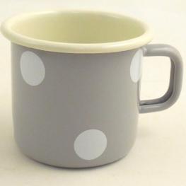 Tasse Emailliert grau mit Tupfen 8cm