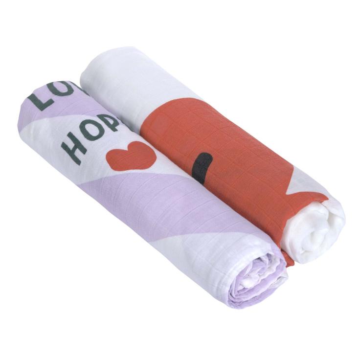2er Bambus W-tuch Happy Lavendel