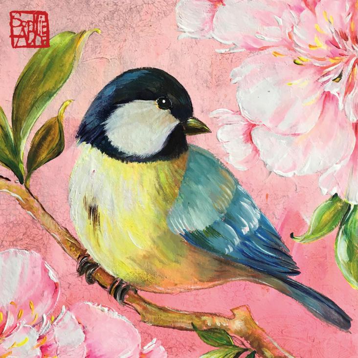 Servietten Oiseau en rose
