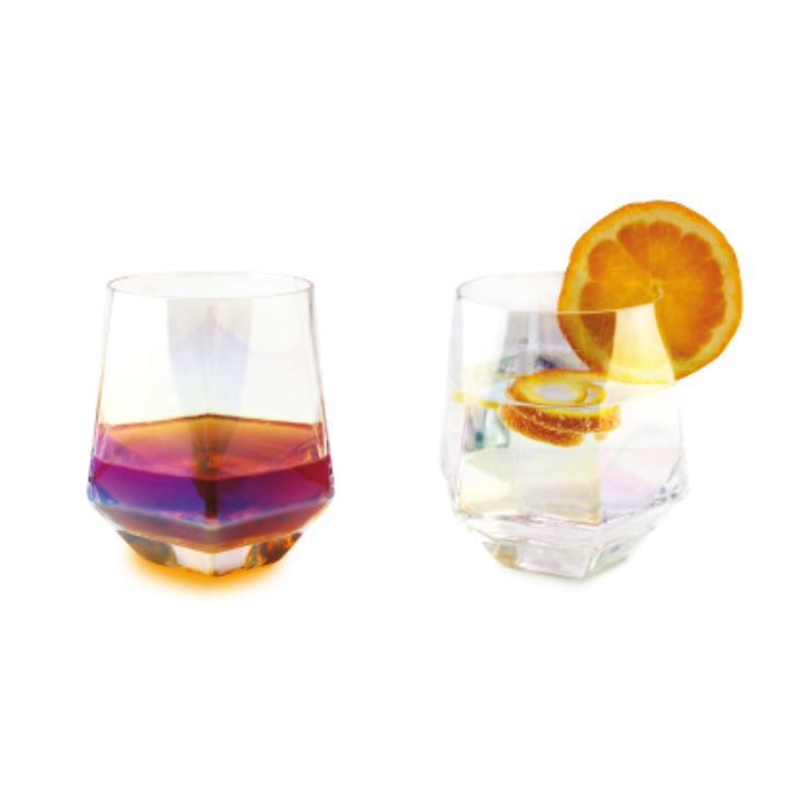 Diamant Gläser 2er Set mit Regenbogen Effekt