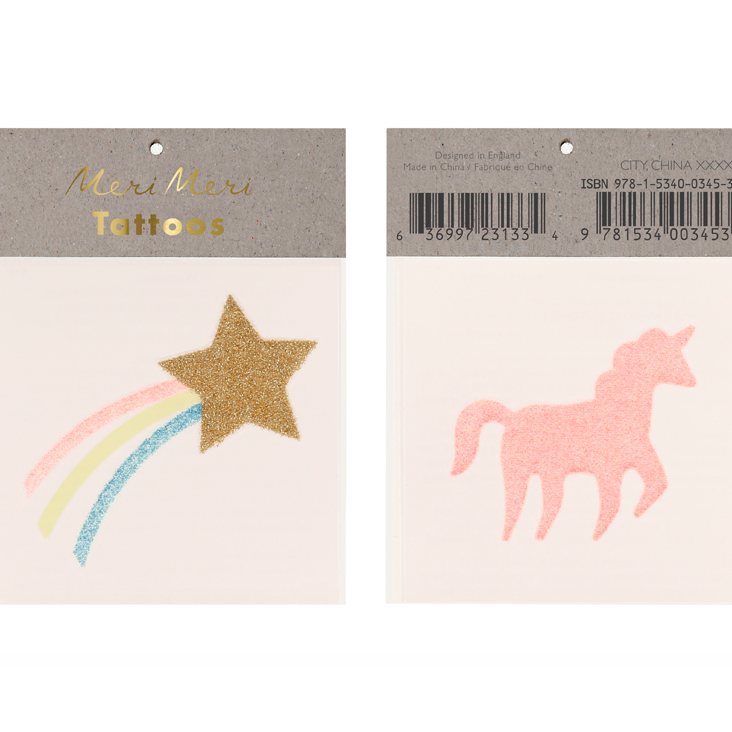 Star & Unicorn Small Tattoos von Meri Meri