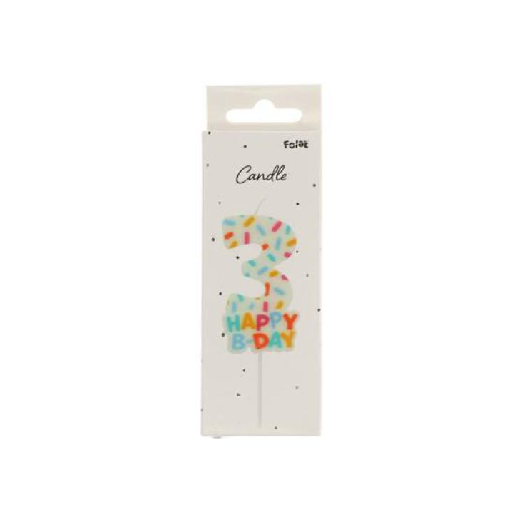Kerze Cozy Sprinkles - Zahl 3
