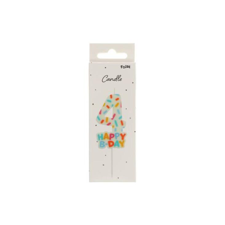 Kerze Cozy Sprinkles - Zahl 4