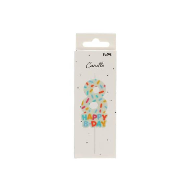 Kerze Cozy Sprinkles - Zahl 8