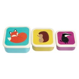 3er Set Lunchbox Fuchs, Dachs, Igel