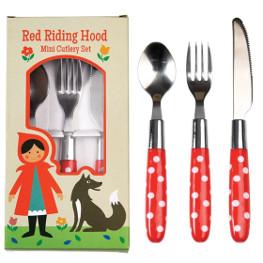 Kinderbesteck-Set Polkadot rot