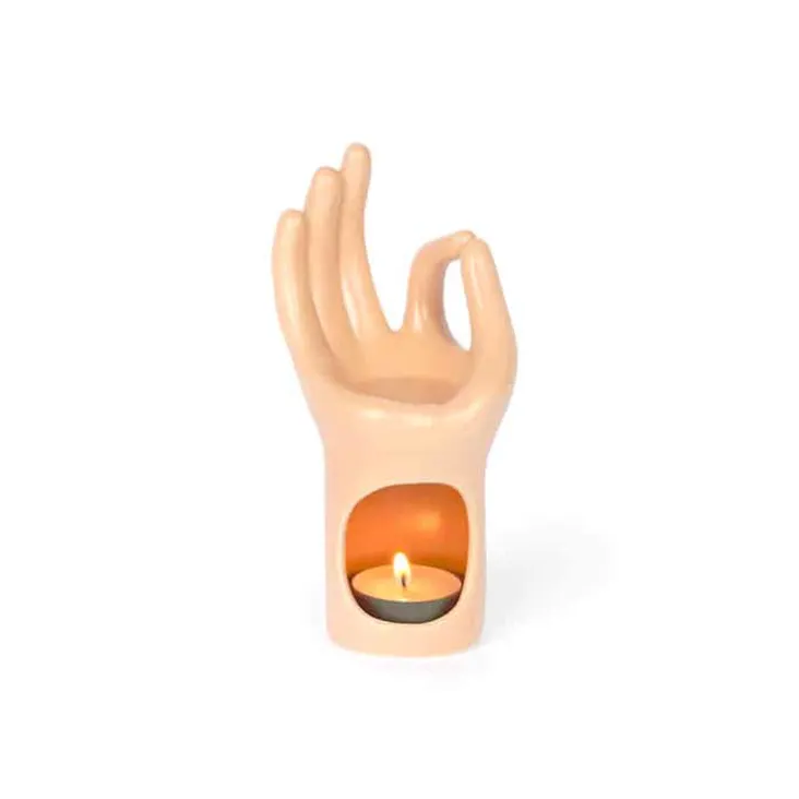Om Meditation Hand - Kerzenhalter
