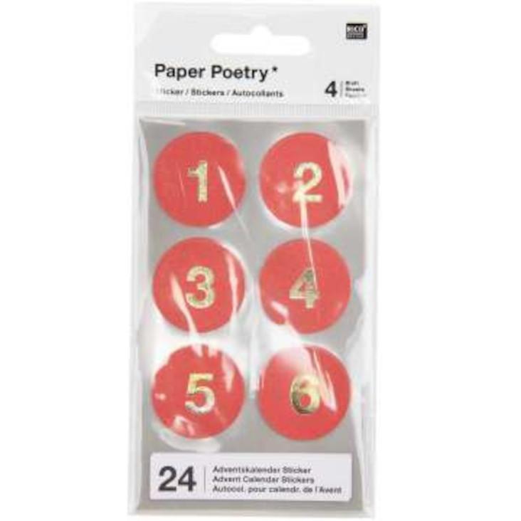 Adventskalender-Sticker Rot