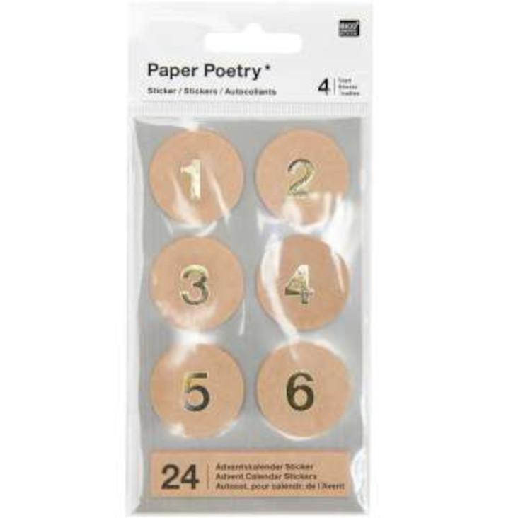 Adventskalender-Sticker Kraftpapier