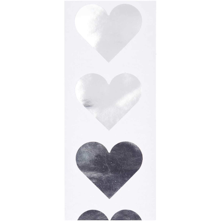 Stickerrolle Herzen Silber 120 Stk
