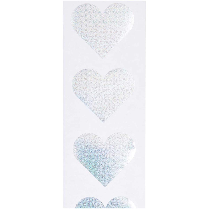 Stickerrolle Herzen Silber Holografisch 120 Stk