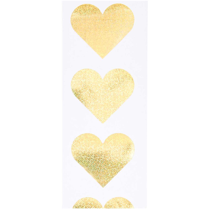 Stickerrolle Herzen Gold Holografisch 120 Stk