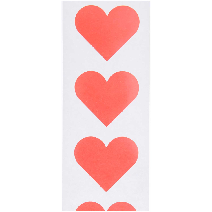 Stickerrolle Herzen Neon-Rot 120 Stk