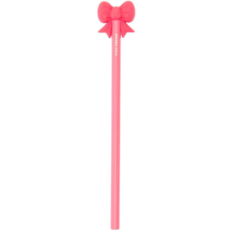 Bleistift mit Schleifen-Radiergummi, Neonpink