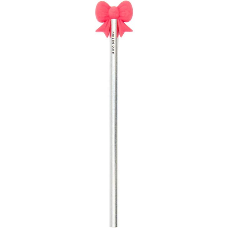 Bleistift mit Schleifen-Radiergummi, Silber