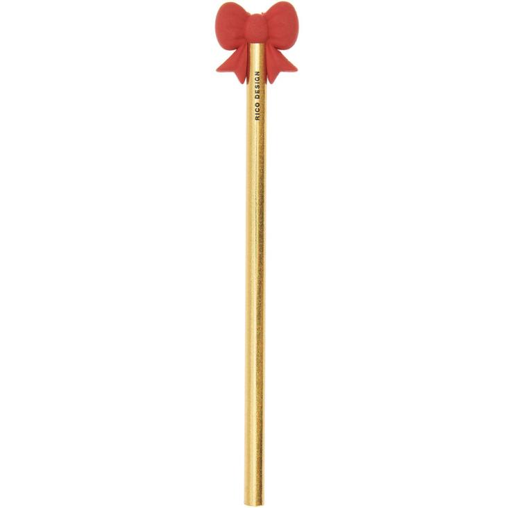 Bleistift mit Schleifen-Radiergummi, Gold
