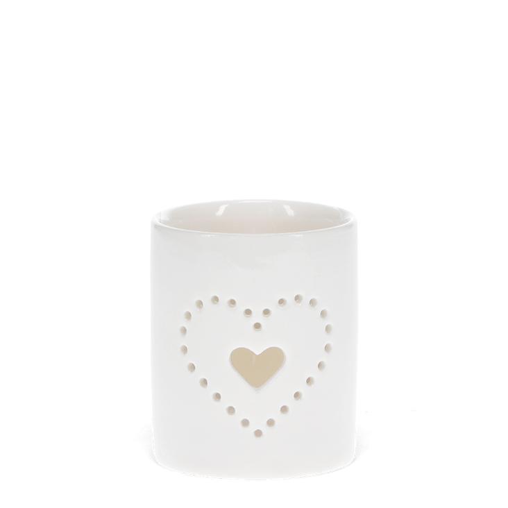 Glossy ceramic tealight holder - Heart