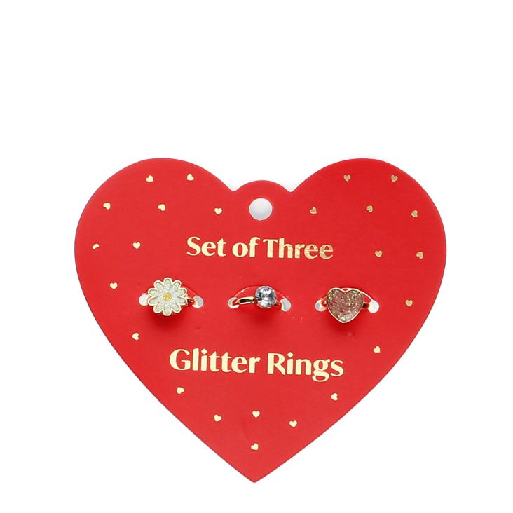 Glitzerringe (set of 3) - Heart & flower