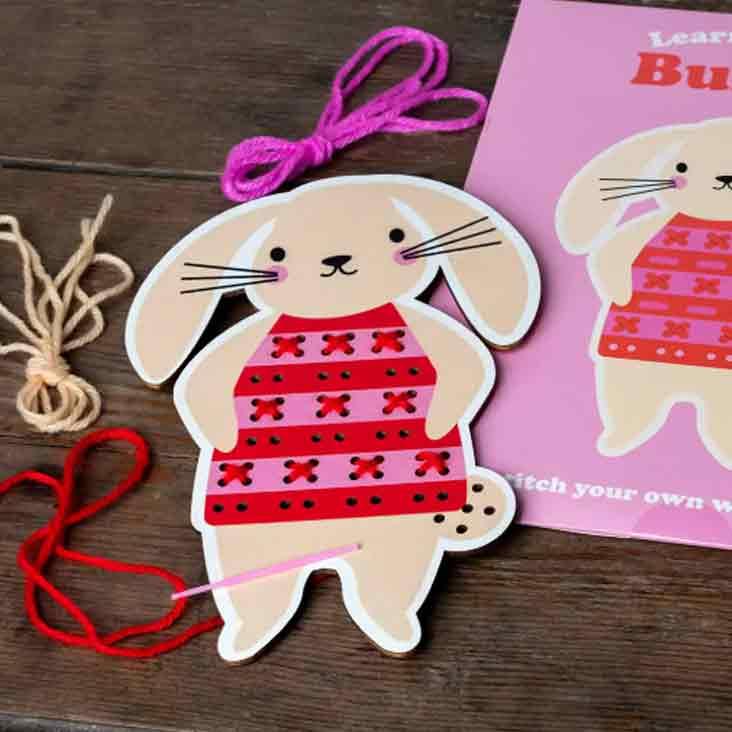 Nähen lernen Handstichset aus Holz - Hase - 0