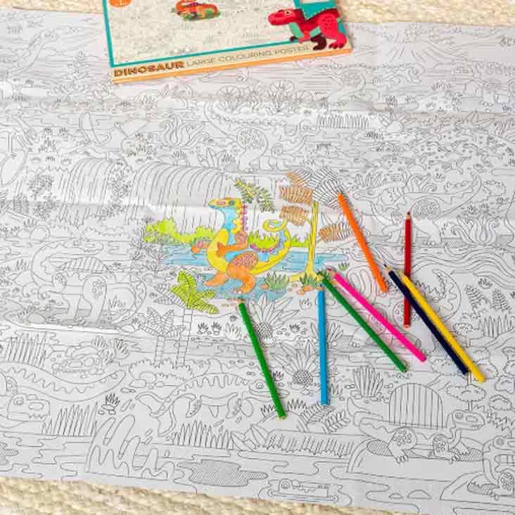 Grosses Ausmalposter mit Stiften - Baby Dinos - 0