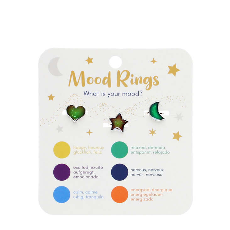 Stimmungsringe (3er-Set) - Herz, Stern & Mond