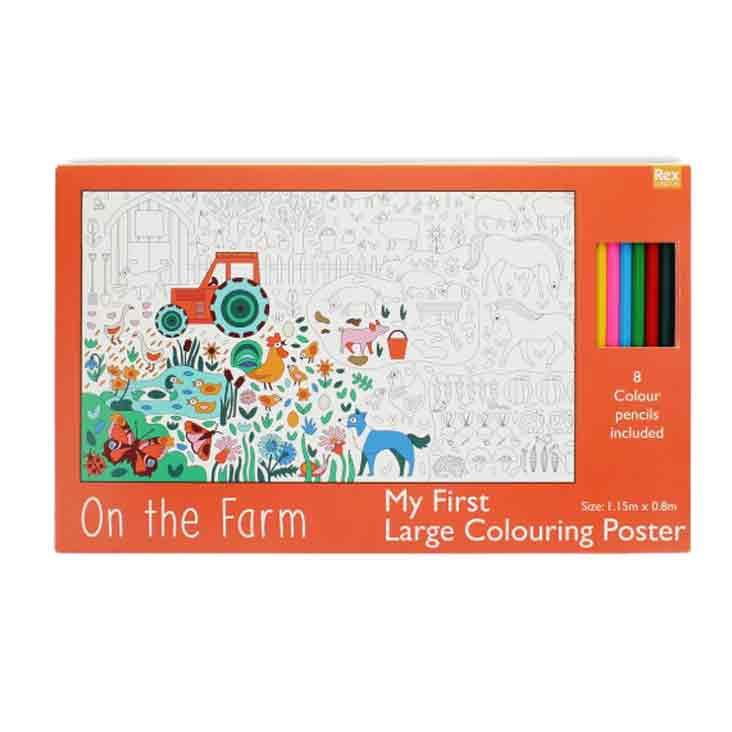 Großes Ausmalposter mit Buntstiften - On the Farm