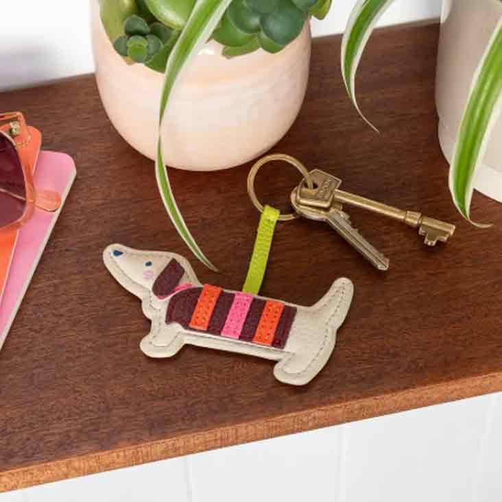 Faux leather keyring - Sausage Dog