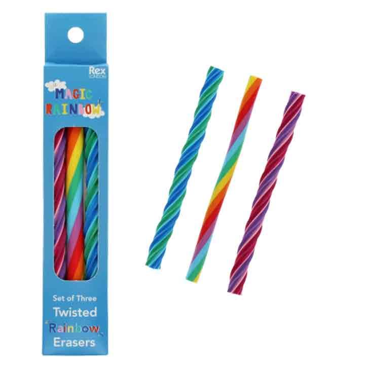 Twisted rainbow erasers (set of 3)